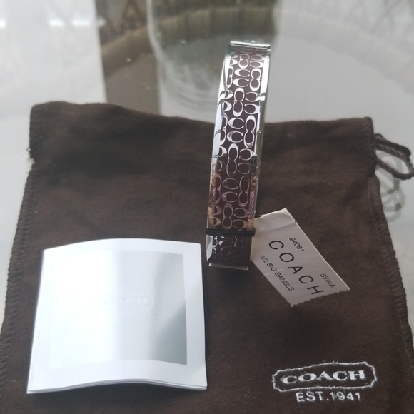 Coach Jewelry - Coach signature bangle bracelet , silver/burgundy
